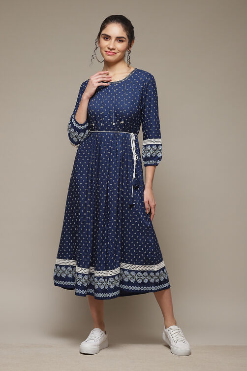 Indigo LIVA Kalidar Dress image number 1